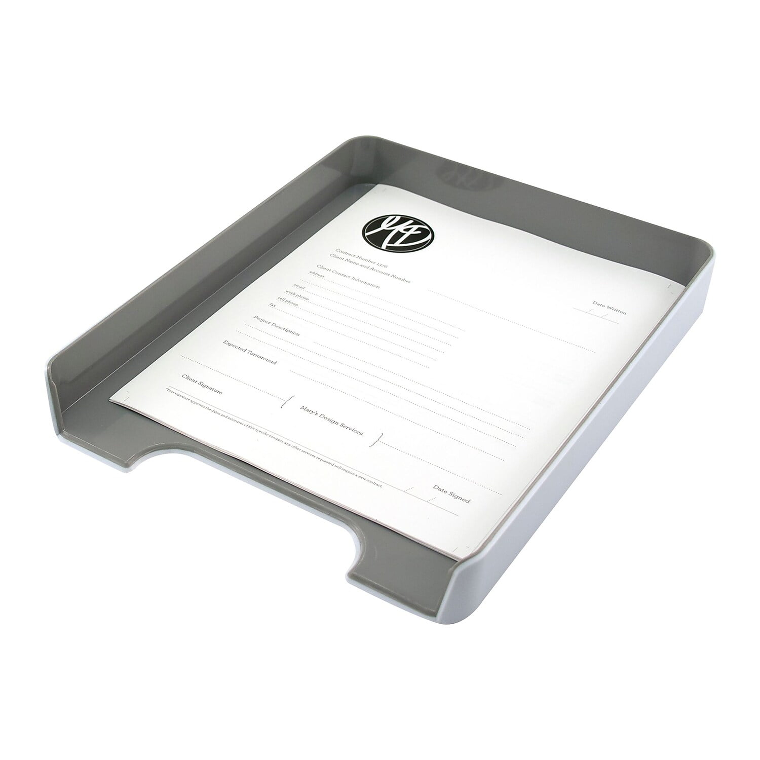 Fusion White and Gray Plastic Letter Tray