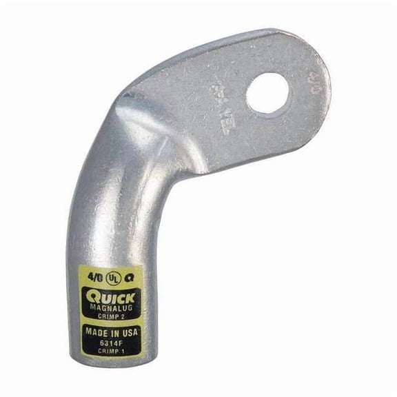 Fusion Lug Starter/Ground, 3/8 in Stud, Standard Barrel, Copper, Yellow 6314F