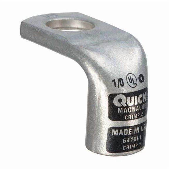 Lug Starter/Ground, 1/0 AWG Max, 1/2 in Stud, Standard Barrel, Copper, Black 6410HL