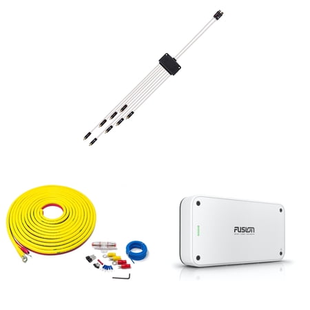 Fusion MS-AP82400 150w per channel RMS @4ohm Apollo 8 Channel Marine Amplifier with Fusion RCA Cable Dual Female To 8-way Male Splitter and 7 Meter Marine 4GA Wiring Kit