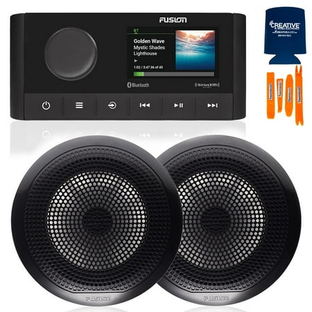 Fusion MS-RA210 Marine AM/FM/BT/NEMA2000/Sirius XM Ready Stereo with 1 Pair Fusion EL-F651B EL Series 6.5" Shallow Mount, Classic Black Grille