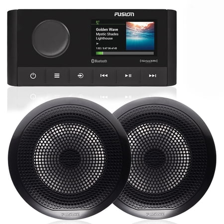 Fusion MS-RA210 Marine AM/FM/BT/NEMA2000/Sirius XM Ready Stereo with 1 Pair Fusion EL-F651B EL Series 6.5" Shallow Mount, Classic Black Grille