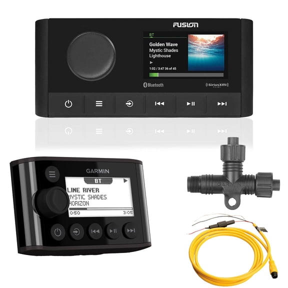 Fusion MS-RA210 Marine Entertainment System With Bluetooth & DSP, AM/FM, SiriusXM Ready with Fusion MS-NRX300 IPX7 NMEA 2000 Wired Remote (Black)