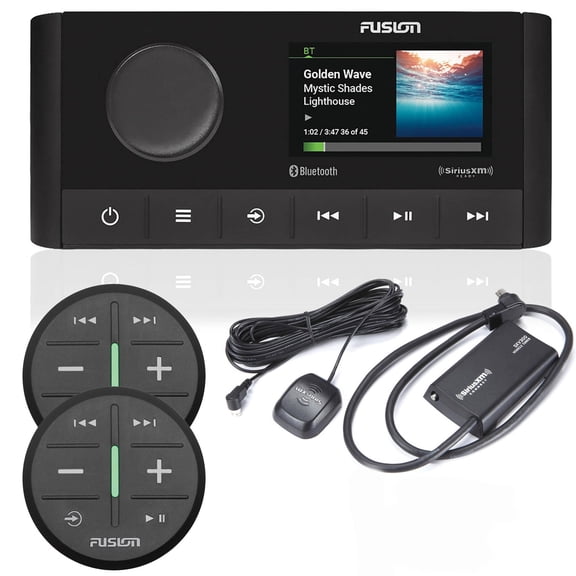 Fusion MS-RA210 Marine Entertainment System with (2) ARX70B Black Wireless Remotes, and SVX300v1 Sirius XM Tuner