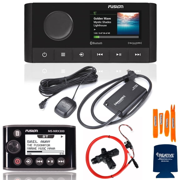 Fusion MS-RA210 Marine Entertainment System with MS-NRX300 Wired Remote, and SVX300v1 Sirius XM Tuner