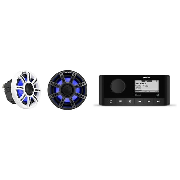 Fusion MS-RA60 Marine Stereo With Wireless Connectivity w/ 51MSC654 - MSC 6.5-Inch Premium Marine 4-Ohm LED Coaxial System, Pair