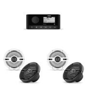 Fusion MS-RA60 Source Unit w/ 2 Pair  Clarion CMS-651-CWB 6.5-inch Coaxial Marine  Includes White & Black Classic Grilles