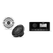 Fusion MS-RA60 Source Unit w/ Clarion CMS-651-CWB 6.5-inch Coaxial Marine  Includes White & Black Classic Grilles
