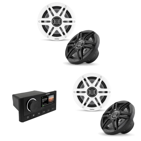 Fusion MS-RA670 Apollo Source Unit w/ ( 2 Pair ) Clarion CMS-651-SWB 6.5-inch Coaxial Marine Speakers ( Includes White & Black Sport Grilles )