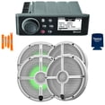 thumbnail image 1 of Fusion MS-RA70 Marine AM/FM/BT Stereo with 2 Pairs Wet Sounds RECON 6-XWW RGB High Output 6.5" RGB Lighting Marine Coaxial Speakers, White Grill, 1 of 7