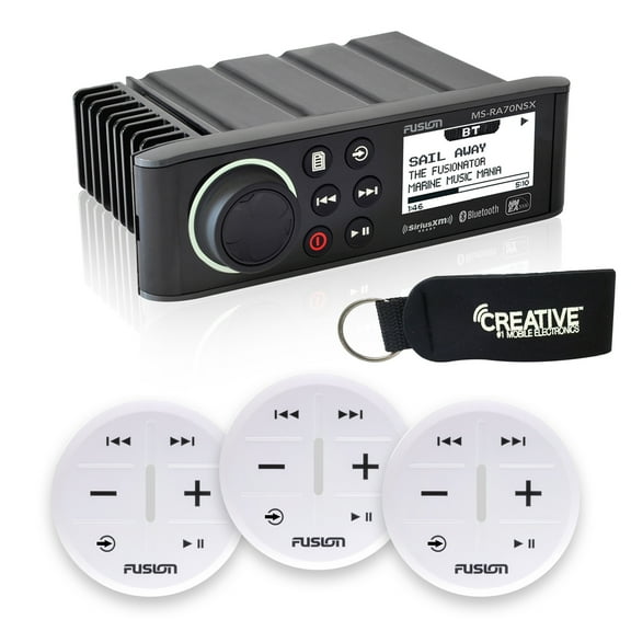 Fusion MS-RA70NSX Marine Entertainment System With Three Wireless Remotes For Three Zones - White