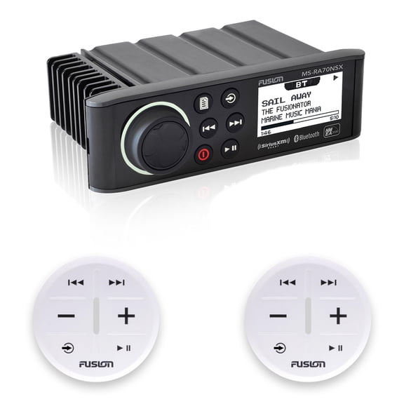 Fusion MS-RA70NSX Marine Entertainment System With Two Wireless Remotes For Dual Zones - White