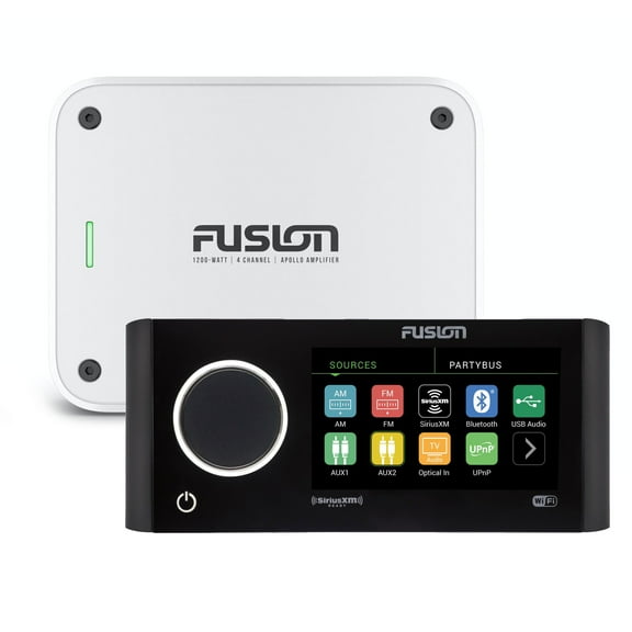 Fusion MS-RA770 Apollo Marine Entertainment System With Fusion MS-AP41200 Apollo 4 Channel Marine Amplifier