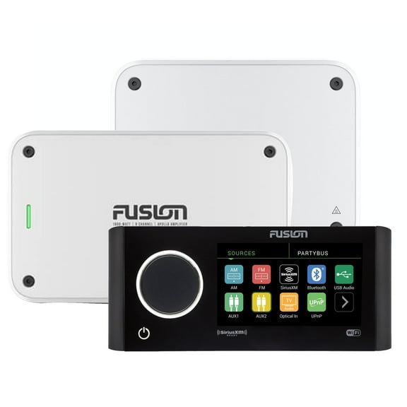 Fusion MS-RA770 Apollo Marine Entertainment System With Fusion MS-AP61800 Apollo 6 Channel and MS-AP41200 4 Channel Amplifiers