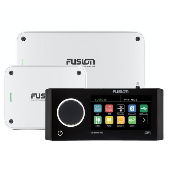 Fusion MS-RA770 Apollo Marine Entertainment System With Fusion MS-AP82400 Apollo 8 Channel and MS-AP12000 Mono Amplifiers