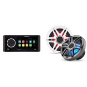 Fusion MS-RA770 Apollo Source Unit w/ Clarion CMSP-651RGB-SWG Premium 6.5-inch Coaxial Marine Speakers with built-in RGB illumination  Includes White & Gray Sport Grilles