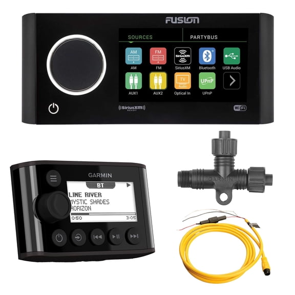 Fusion MS-RA770 Apollo Touchscreen Marine Entertainment System With Built-In Wi-Fi - Compatible With AirPlay with Fusion MS-NRX300 IPX7 NMEA 2000 Wired Remote (Black)