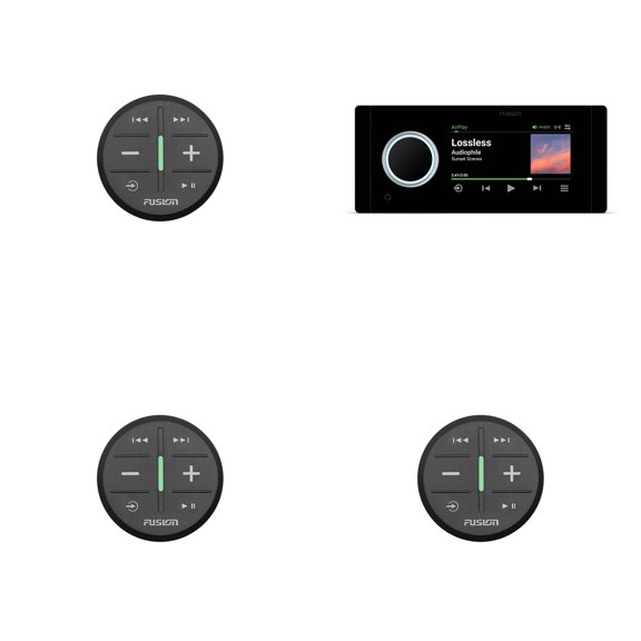 Fusion MS-RA800 Apollo Touchscreen Marine Entertainment System With Three Wireless Remotes For Three Zones - Black