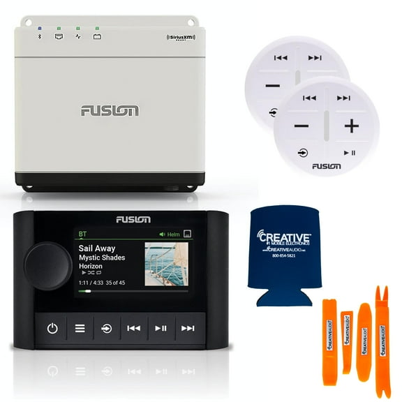 Fusion MS-WB670 Apollo Marine Hideaway System with MS-ERX400 Ethernet Wired Remote, and 2-ARX70W White Wireless Remote