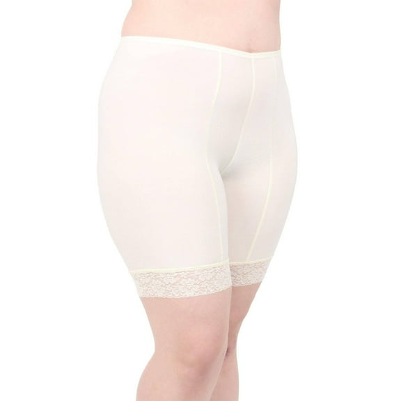 Moisture Wicking Cool Anti Chafe Slip Short with Leg Lace 7" Color: Ecru Size: 3X