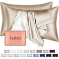 thumbnail image 1 of Fusion Mulberry Silk Pillow Cases 2 Pack Standard Size 20x26 Inches with Hidden Zipper, Ultra Smooth and Soft Breathable Cooling Silk Satin Pillowcase Set of 2, Better for Hair and Skin,, 1 of 7