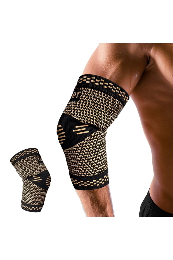 Copper Compression Elbow Brace for Arthritis, Sport Injury, Joint Pain Medium Single