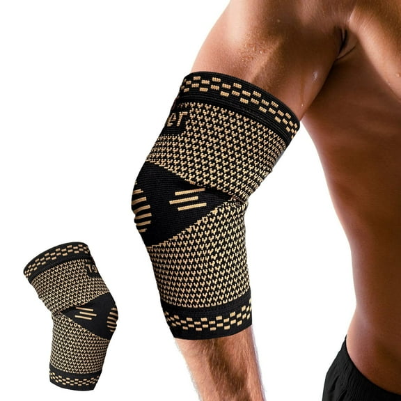 Fusion Pain Solutions Copper Compression Elbow Brace for Arthritis, Sport Injury, Joint Pain Size Large Single