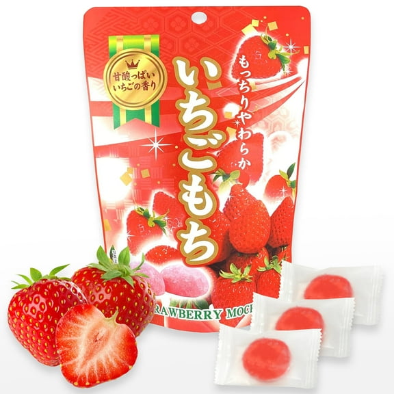 Fusion Select 130g Strawberry Individually Wrapped Japanese Mochi Fruit Daifuku Japanese Desert Sweet Rice Cake Fruit Mochi Daifuku