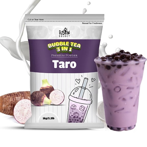 Fusion Select 2.2lb Taro Milk Tea Powder - Instant 3-in-1 Drink Mix with Cream & Sugar for Hot or Cold Blends or Frappes