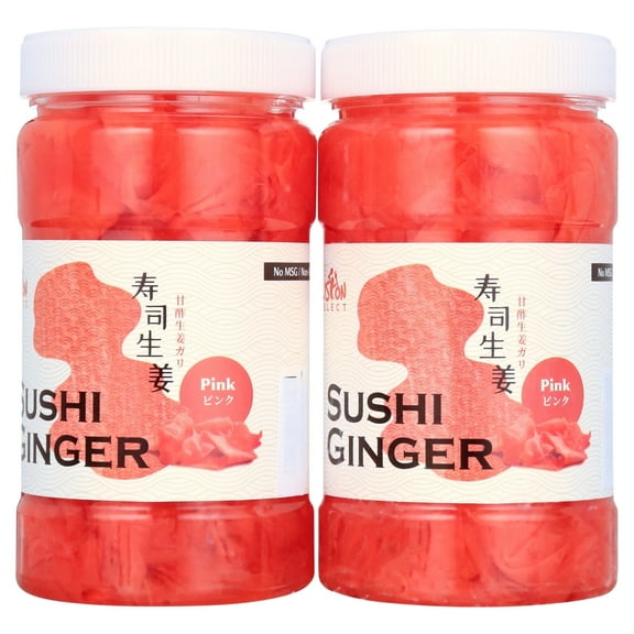 Fusion Select 2 Packs Sushi Ginger - Natural Sliced Gari, Organic Pickled Ginger for Sushi - No MSG, Non-GMO - Spicy, Sour, Sweet & Salty Taste Notes - Side Dish For Sashimi, Sushi Ingredients - 12oz