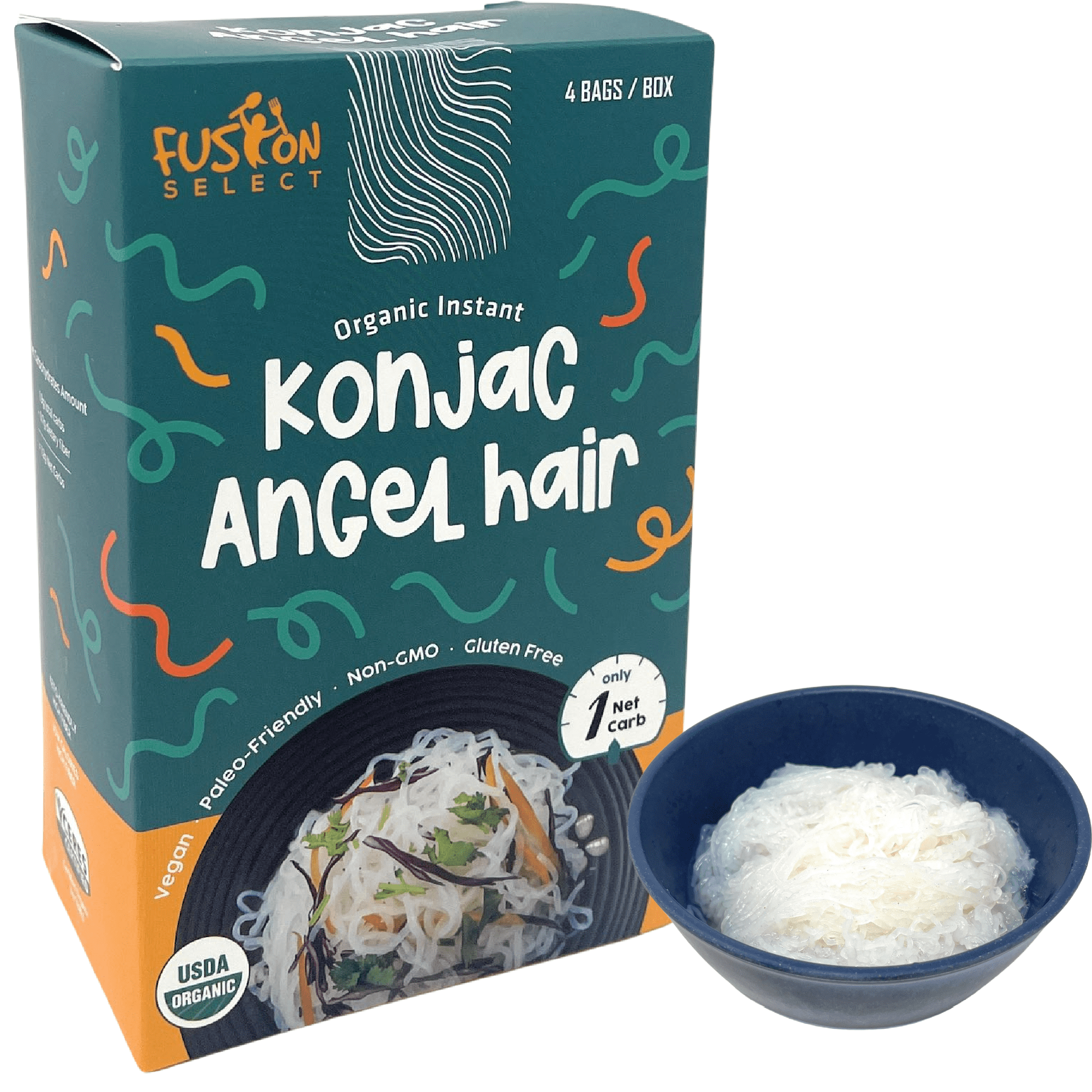 Fusion Select 4 Packs Organic Konjac Noodles Shirataki Angel Hair