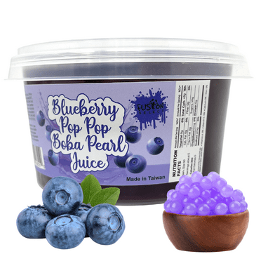 Fusion Select Bursting Boba Popping Boba Pearls - Fruit Tea Snack Toppings (Blueberry)