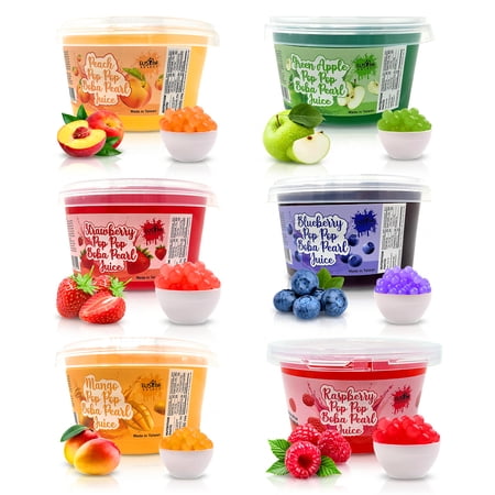Fusion Select Bursting Boba Popping Boba Pearls - Fruit Tea Snack Toppings (Green Apple Peach Passion Fruit Mango Lychee Strawberry)