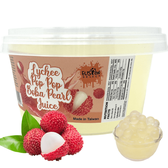 Fusion Select Bursting Boba Popping Boba Pearls - Fruit Tea Snack Toppings (Lychee)