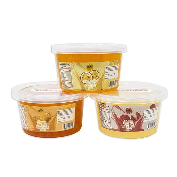 Fusion Select Bursting Boba Popping Boba Pearls - Fruit Tea Snack Toppings (Passion Fruit, Mango, and Lychee)