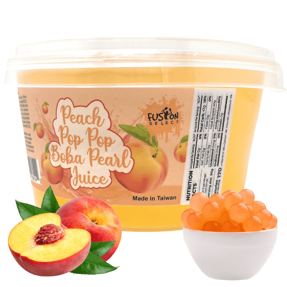 Fusion Select Bursting Boba Popping Boba Pearls - Fruit Tea Snack Toppings (Peach)