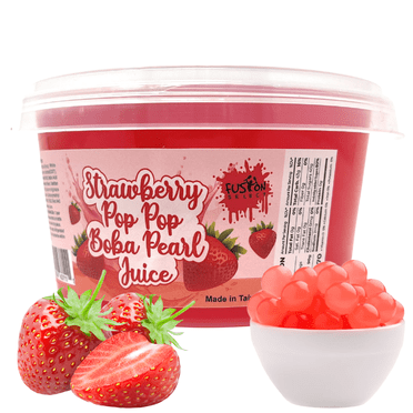Fusion Select Bursting Boba Popping Boba Pearls - Fruit Tea Snack Toppings (Strawberry)