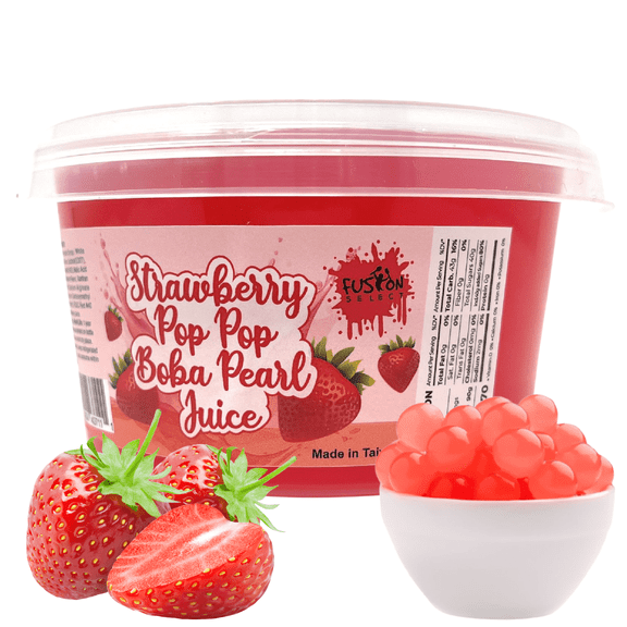 Fusion Select Bursting Boba Popping Boba Pearls - Fruit Tea Snack Toppings (Strawberry)