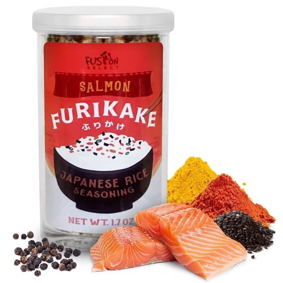 Fusion Select Salmon Furikake Rice Seasoning - Furikake Seasoning Mix with Shrimp, Bonito Flakes - Japanese Spices Topper for Noodles, Onigiri, Salad, Popcorn, Tofu, Stir Fried Vegetables - 50g