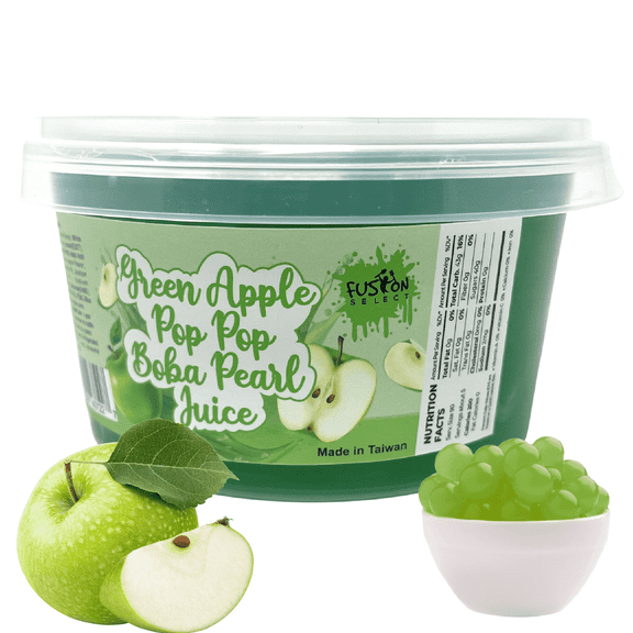 Fusion Select Green Apple Bursting Boba Popping Boba Pearls for Bubble Tea - Fruit Tea Snack Toppingg