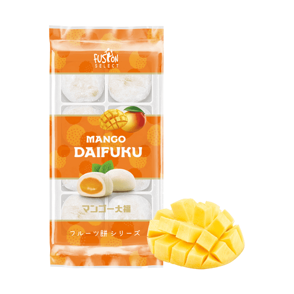 Fusion Select Japanese Mochi Fruit Daifuku Japanese Desert Sweet Rice Cake Fruit Mochi Daifuku 240g/ 8.46oz (Mango)