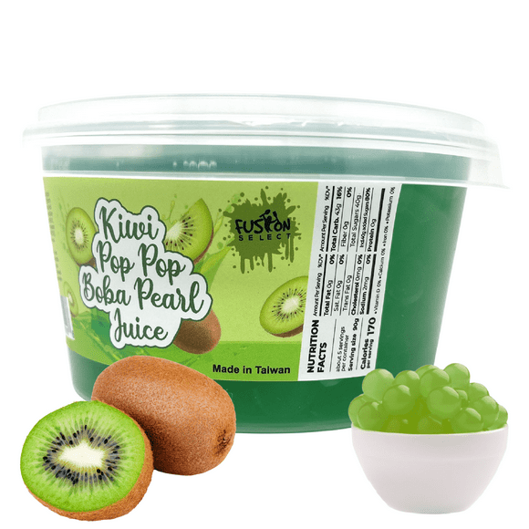 Fusion Select Kiwi Popping Boba Pearls for Bubble Tea, Fruit Tea Topping, Kiwi Flavor