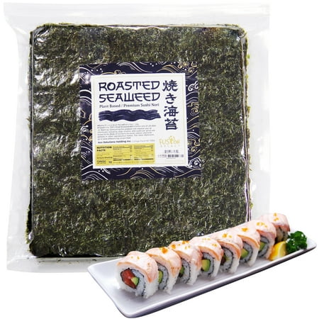 Fusion Select Roasted Seaweed Sheets for Sushi Rolls - Japanese Nori Sheets For Sushi 50 Full Sheet
