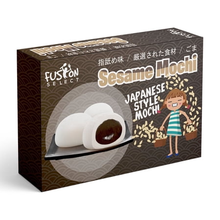Fusion Select Sesame Mochi Sesame Daifuku Snacks - Traditional Japanese Rice Cakes with Filling - Flavored Asian Sweet Desserts for Family
