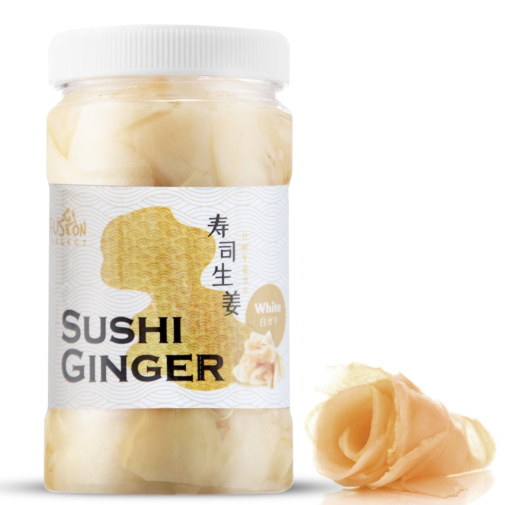 Fusion Select Sushi Ginger - Natural Sliced Gari, Organic Pickled Ginger for Sushi - No MSG, Non-GMO - Spicy, Sour, Sweet &amp; Salty Taste Notes - Side Dish For Sashimi, Sushi Ingredients - 12oz