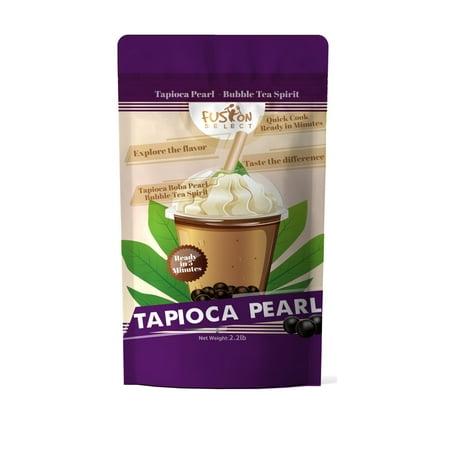 Fusion Select Tapioca Pearl - Brown Sugar Flavor Quick Cook Tapioca, DIY Boba for Boba Tea Ready in 5 Minutes, Boba pearls, Bubble Tea Pearl s, Milk Tea Toppings (2.2LB)