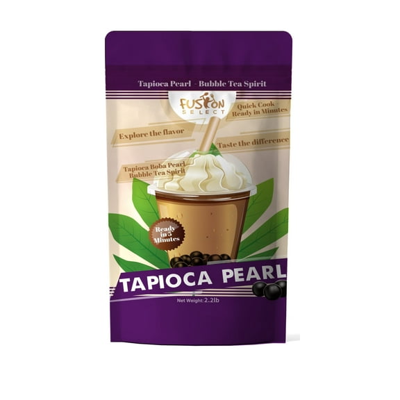 Fusion Select Tapioca Pearl - Brown Sugar Flavor Quick Cook Tapioca, DIY Boba for Boba Tea Ready in 5 Minutes, Boba pearls, Bubble Tea Pearl s, Milk Tea Toppings (2.2LB)