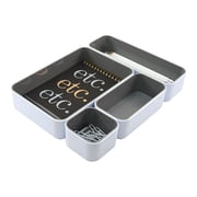 Fusion Stackable 4-Pack Trays, White with Gray Interior