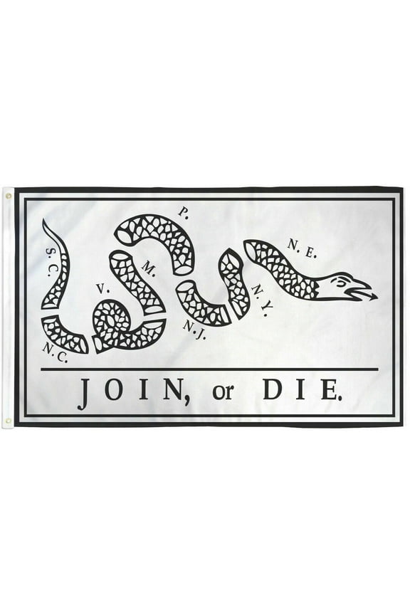 Join or Die 3' x 5' Polyester Nylon Outdoor Flag, UV Resistant