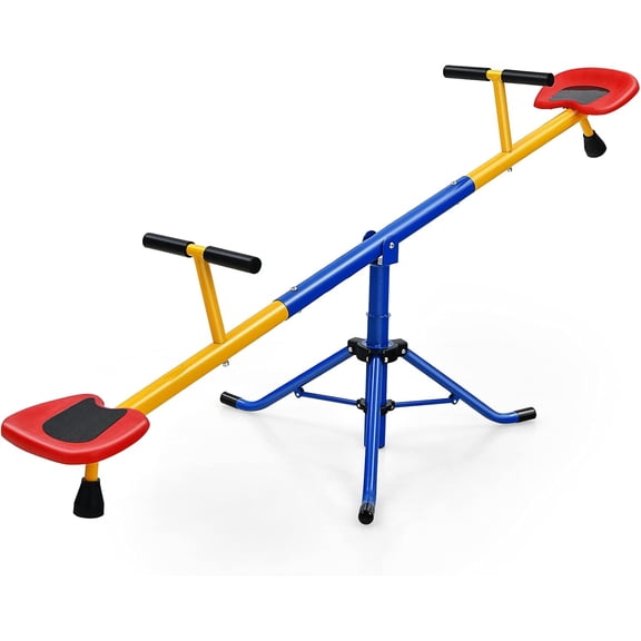 Fusion Teeter Totter Seesaw for Kids, 360 Degree Rotation Seesaw for Kids Age 3-8, 2-Person Outdoor Playground Equipment with Heavy Duty Metal Frame & EVA Foam for Backyard